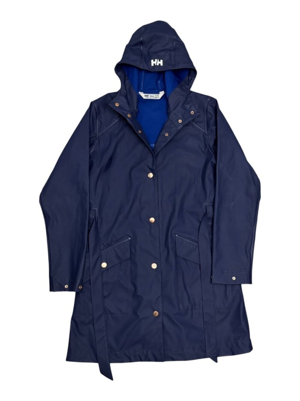 HELLY HANSEN Waterproof Rain Coat Blue Gorpcore Hood Jacket Womens Medium